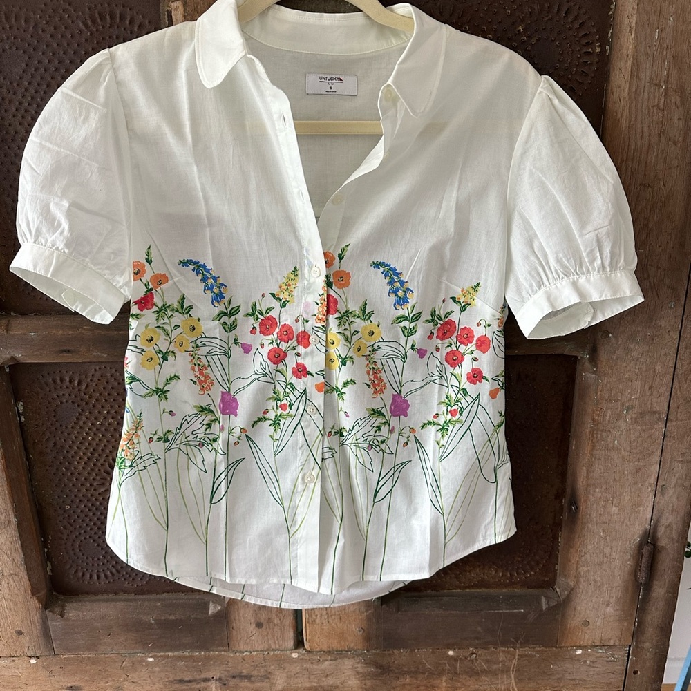 UNTUCKit White Button Down with Colorful Floral Design - Picture 3 of 3